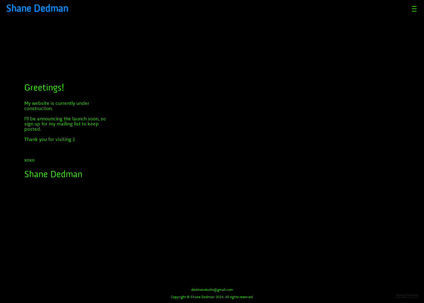 Screenshot of website using meridian
